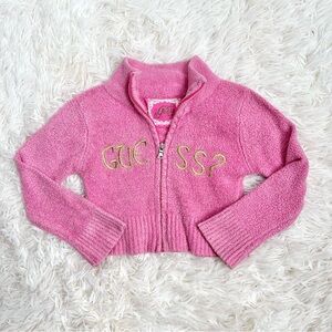VTG baby toddler 3T guess logo pink zip up Y2K embroidery